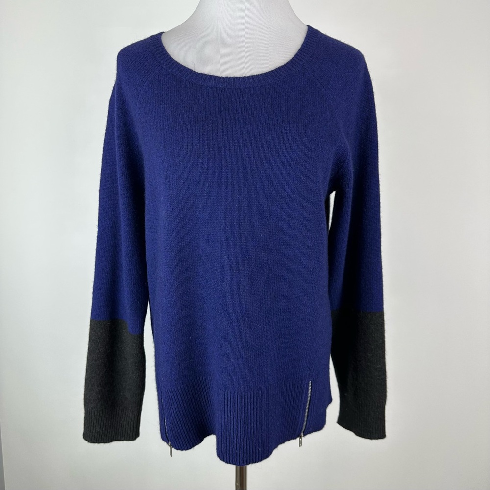 Eileen Fisher Wool Zip Detail Two Tone Sweater Size Medium